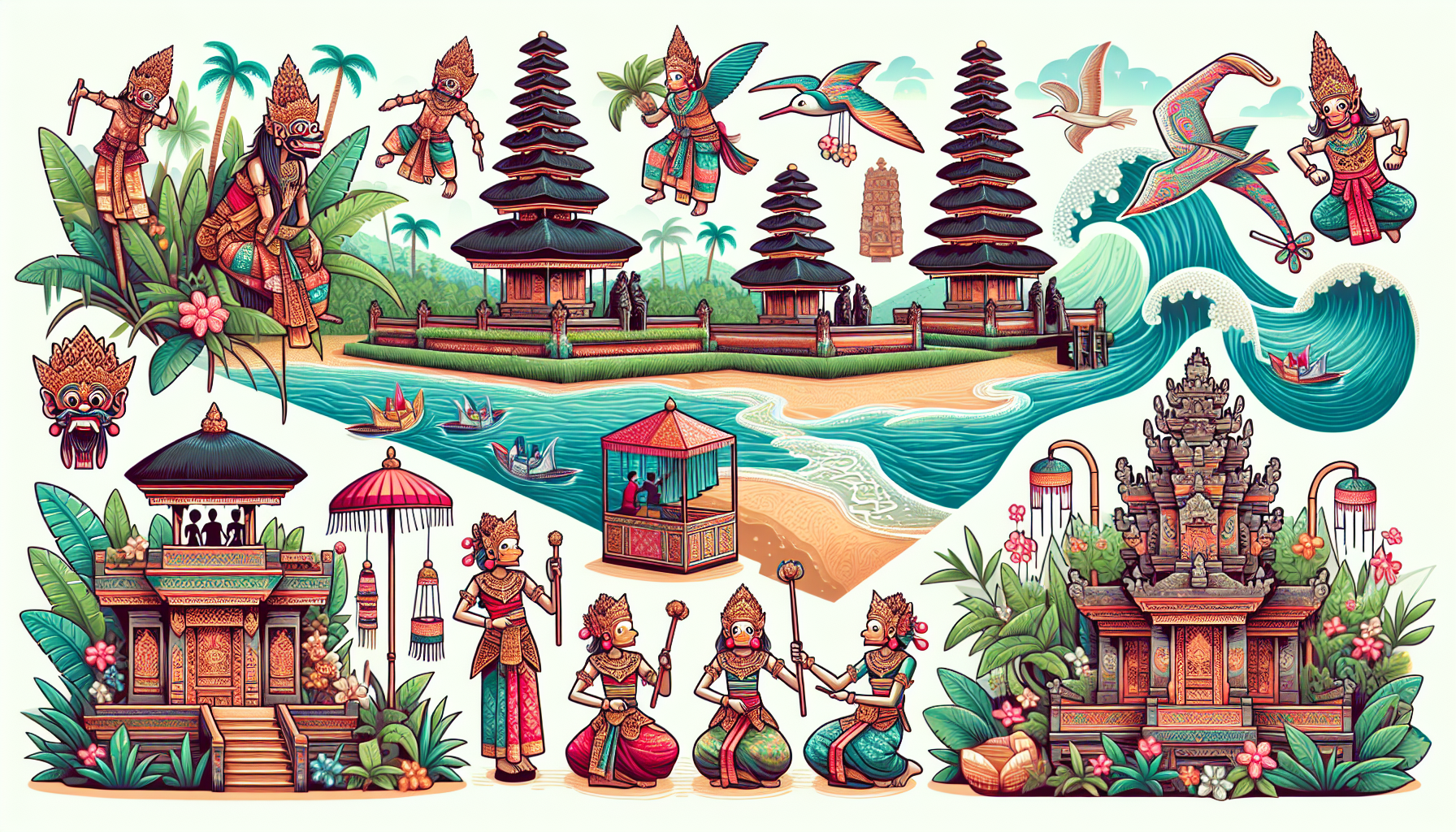 バリ島の伝統的な手描き絵画 バリ島の伝統的な手描き絵画 バリ島の伝統的な手描き絵画 -