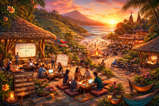 I migliori meetup per nomadi digitali di Bali: dove lavoro, surf e sangria si incontrano.