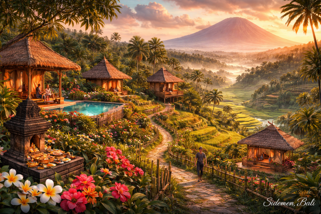 I migliori posti dove soggiornare a Sidemen, Bali: risaie, fiumi e albe suggestive.
